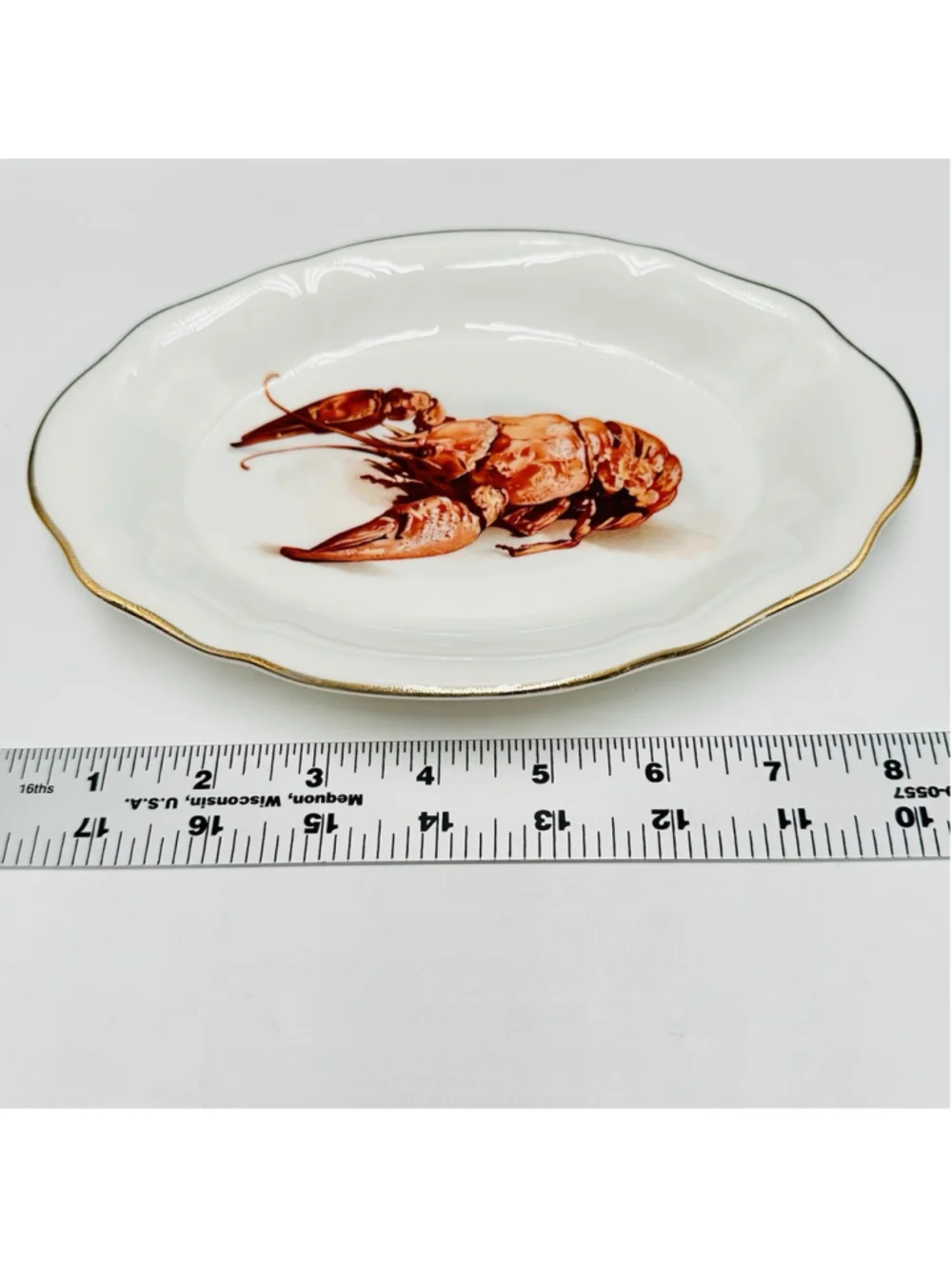 Liverpool Road Pottery Oval Lobster Plate Gold Trimmed Made in England 8.5" - Picture 7 of 7